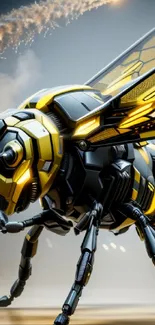 Futuristic robotic bee with detailed design