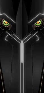 Futuristic robotic design mobile wallpaper with black and neo-tech elements.