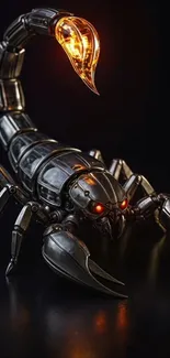 Futuristic robotic scorpion with glowing tail