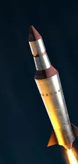 Futuristic rocket launching into space.