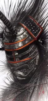 Futuristic samurai helmet with spikes and artistic design.