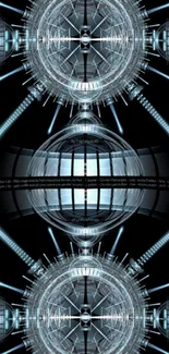 Futuristic glowing sci-fi orb design on black background.