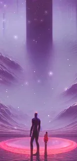 Futuristic sci-fi landscape wallpaper with purple hues and alien vibes.