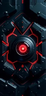 Futuristic sci-fi wallpaper with red orb center.