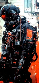 Futuristic spacesuit design on sci-fi wallpaper