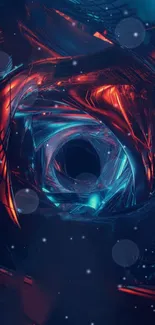 Futuristic sci-fi vortex wallpaper with red and blue colors.