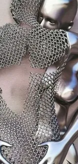 Futuristic silver art design wallpaper