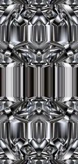 Futuristic silver geometric pattern wallpaper.