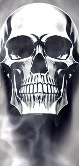 Futuristic silver skull mobile wallpaper.