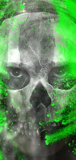 Futuristic skull with neon green glow