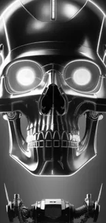 Futuristic skull wallpaper with neon effects, perfect for tech enthusiasts.