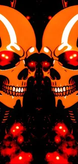 Abstract glowing orange skull wallpaper art.