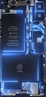 Futuristic circuit design with glowing blue accents for phones.