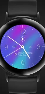 Smartwatch wallpaper with a colorful gradient display and digital clock design.