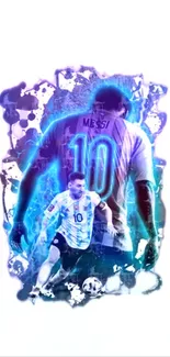 Futuristic soccer art wallpaper featuring iconic player.