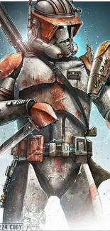 Futuristic soldier in detailed armor art wallpaper.