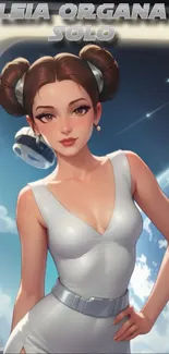 Futuristic character art with space backdrop