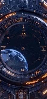 Futuristic space station with Earth view.