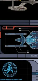 Starfleet spaceship design futuristic mobile wallpaper.