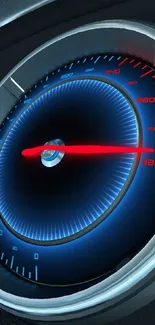 Futuristic speedometer wallpaper with vibrant blue and red highlights.