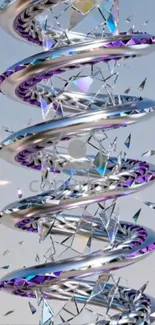 Futuristic metallic spiral with glass shards.