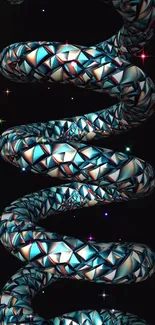 Futuristic crystal spiral on cosmic backdrop