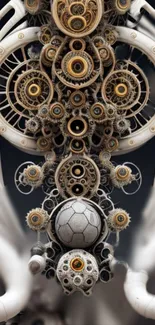 Intricate steampunk artwork with gears and cogs.