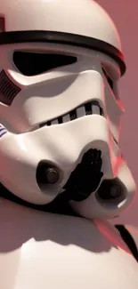 Close-up of a stormtrooper helmet with futuristic digital art design.