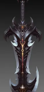 Futuristic sword design on a dark background wallpaper.