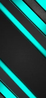 Futuristic teal and black striped mobile wallpaper.