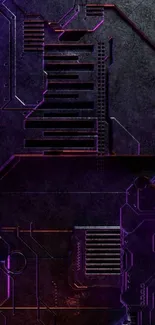 Futuristic purple tech circuit wallpaper design.