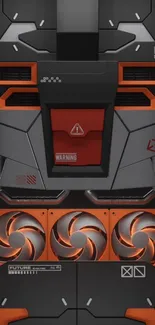 Futuristic tech circuit design with orange hues.