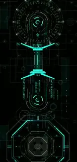 Futuristic glowing circuit wallpaper with teal accents on black background.