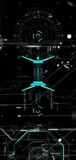 Futuristic neon circuit design wallpaper for mobile phone.