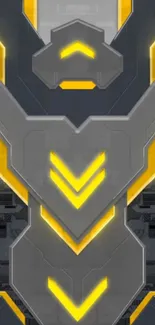 Futuristic tech wallpaper with yellow highlights and geometric design.