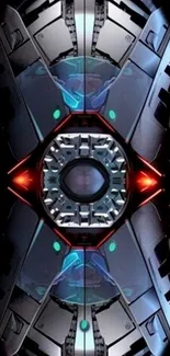 Futuristic gear-themed wallpaper with vibrant lighting.