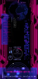 Futuristic HUD interface with neon elements.