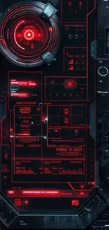 Futuristic red digital tech interface wallpaper