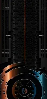 Futuristic tech-themed mobile wallpaper with metallic elements.