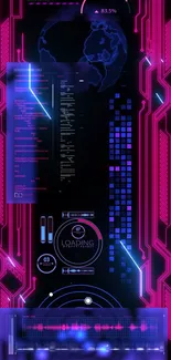 Futuristic neon tech wallpaper with glowing details.