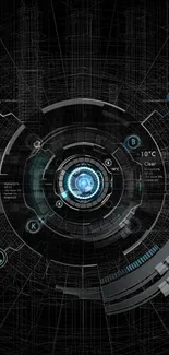 Futuristic tech design mobile wallpaper with digital elements.