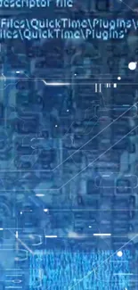 Futuristic mobile wallpaper with digital circuits and blue coding.