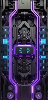 Futuristic phone wallpaper with neon tech design.