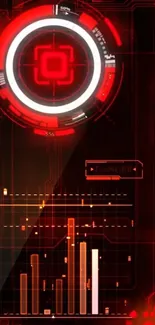 Futuristic red tech-inspired wallpaper design with glowing elements.