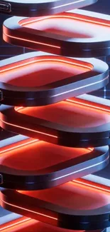 Futuristic tech stack with red glow lighting.