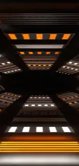 Futuristic glowing tech tunnel wallpaper design.