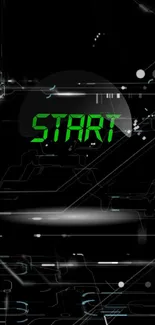 Futuristic neon green start wallpaper with digital theme design.