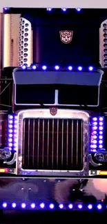 Futuristic truck with LED lights and chrome details.