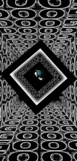 Abstract futuristic tunnel design with geometric patterns.
