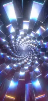Futuristic tunnel with dazzling lights creating a hypnotic pattern.